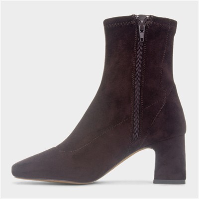 Mila Womens Brown Block Heel Ankle Boot