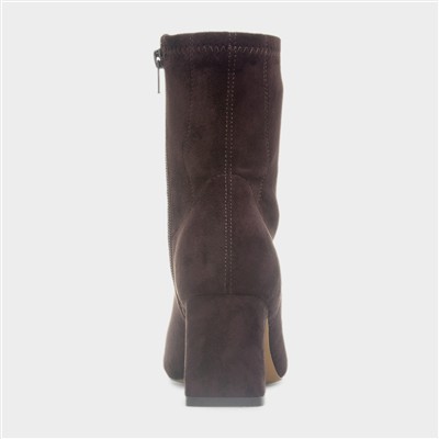 Mila Womens Brown Block Heel Ankle Boot