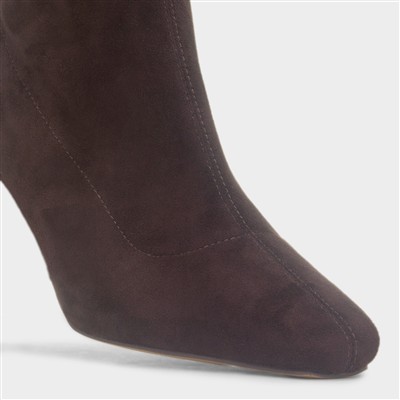 Mila Womens Brown Block Heel Ankle Boot