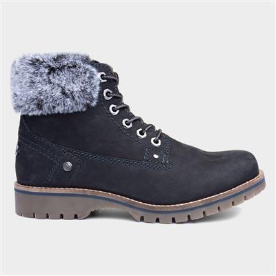 Alaska Womens Navy Lace Up Ankle Boot