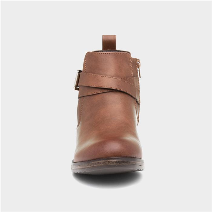 Womens Tan Buckle Chelsea Boot