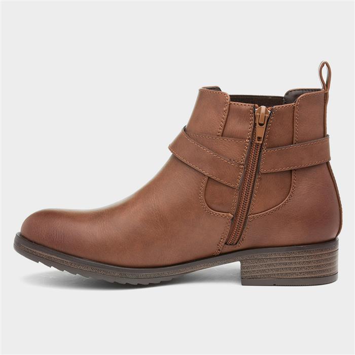 Womens Tan Buckle Chelsea Boot