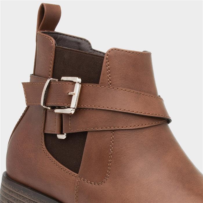 Womens Tan Buckle Chelsea Boot