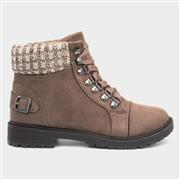 Lilley Womens Taupe Lace Up Ankle Boot (Click For Details)