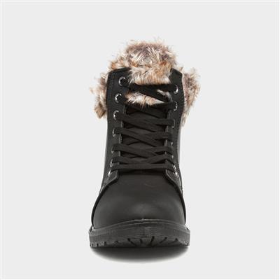 Womens Black Lace Up Boot