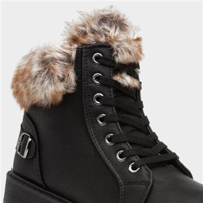 Womens Black Lace Up Boot