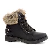Lilley Womens Black Lace Up Faux Fur Trim Boot (Click For Details)