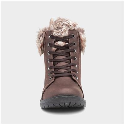 Womens Brown Lace Up Boot