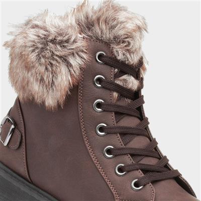Womens Brown Lace Up Boot