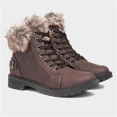 Womens Brown Lace Up Boot