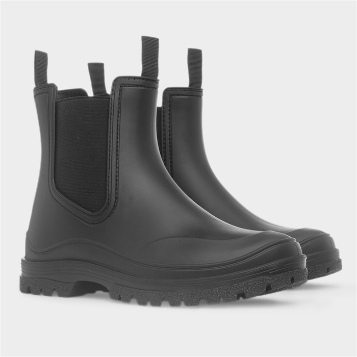 Womens Black Ankle Chelsea Pull On Boot