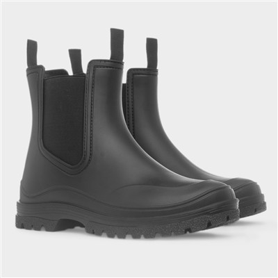 Womens Black Ankle Chelsea Pull On Boot