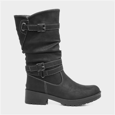 Marnie Womens Black Buckle Calf Boot