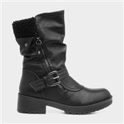 Lilley Womens Black Buckle & Zip Calf Boot (Click For Details)