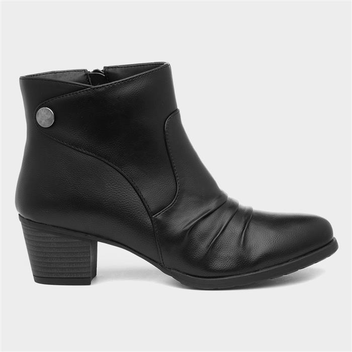 Women's Black Heeled Zip Up Ankle Boots