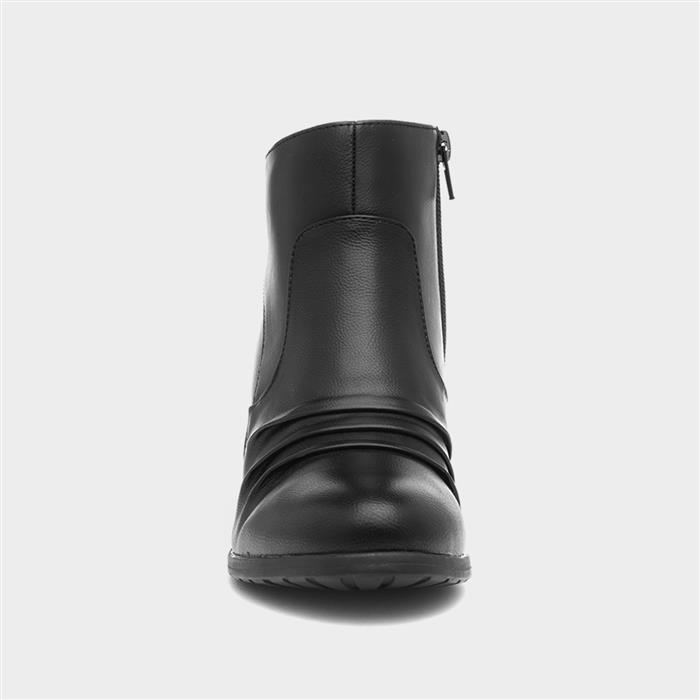 Women's Black Heeled Zip Up Ankle Boots