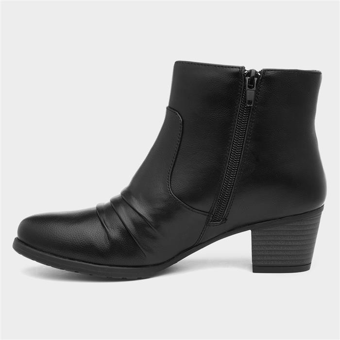 Women's Black Heeled Zip Up Ankle Boots