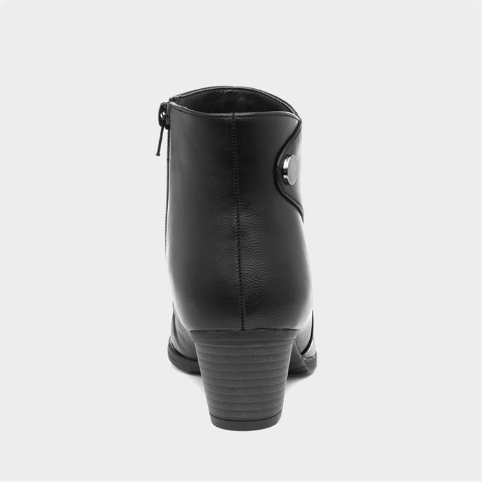 Women's Black Heeled Zip Up Ankle Boots