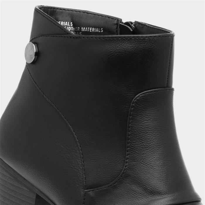 Women's Black Heeled Zip Up Ankle Boots