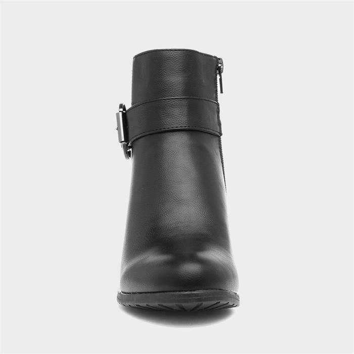 Womens Black Heeled Zip Up Ankle Boots