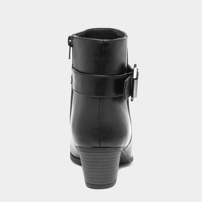 Womens Black Heeled Zip Up Ankle Boots