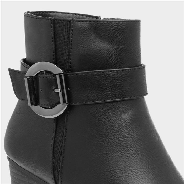 Womens Black Heeled Zip Up Ankle Boots