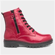 Relife Bev Womens Red Shiny Lace Up Boot (Click For Details)