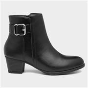 Lilley Womens Black Buckled Heeled Ankle Boot (Click For Details)