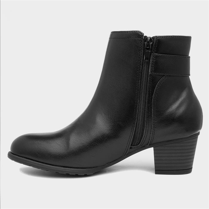 Lilley Womens Black Buckled Heeled Ankle Boot-181029 | Shoe Zone