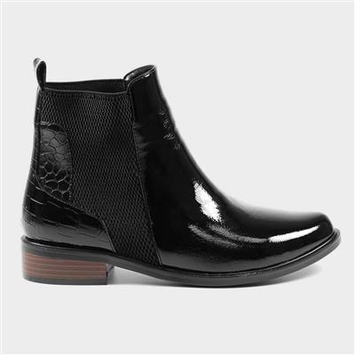 Infinite Womens Black Patent Ankle Boot