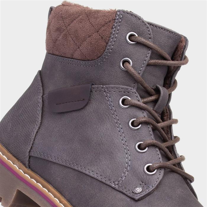 Alberta Womens Grey Lace Up Boot