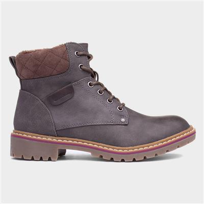 Alberta Womens Grey Lace Up Boot