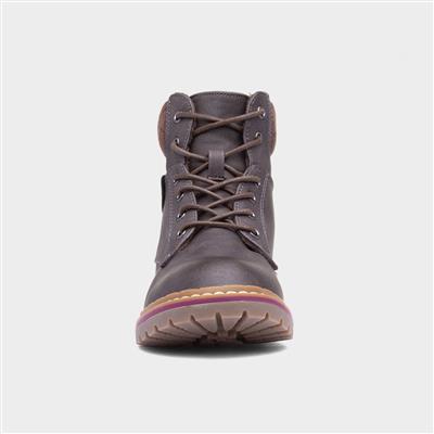 Alberta Womens Grey Lace Up Boot