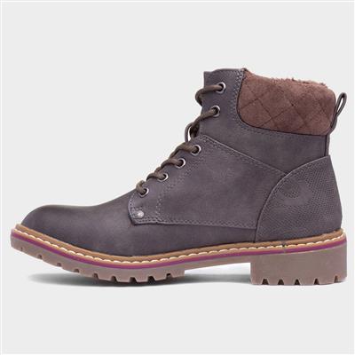 Alberta Womens Grey Lace Up Boot