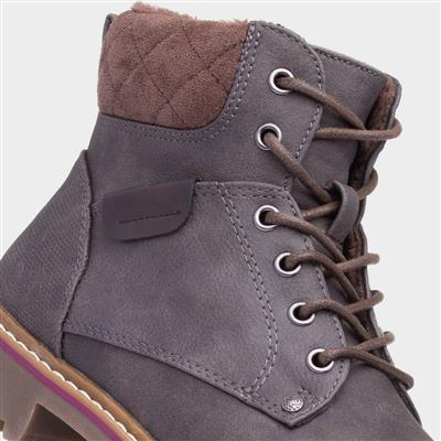 Alberta Womens Grey Lace Up Boot