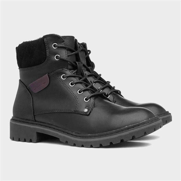 Alberta Womens Black Lace Up Boot