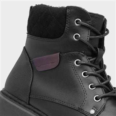 Alberta Womens Black Lace Up Boot