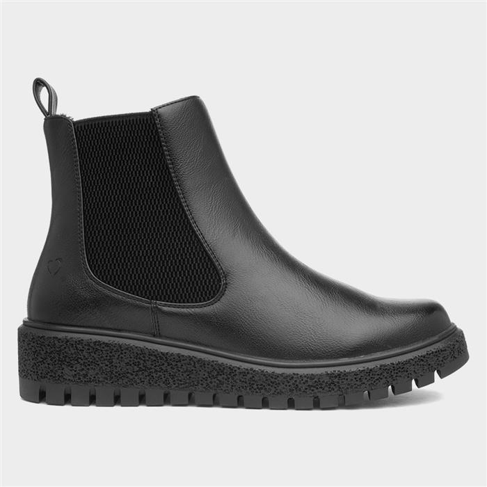 Adella Womens Black Wedge Ankle Boot