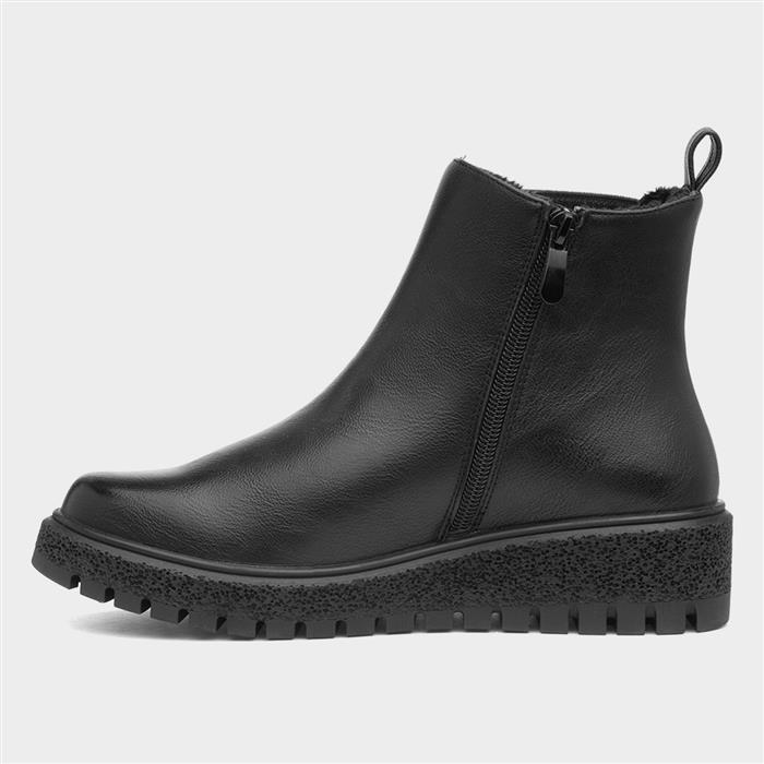 Adella Womens Black Wedge Ankle Boot