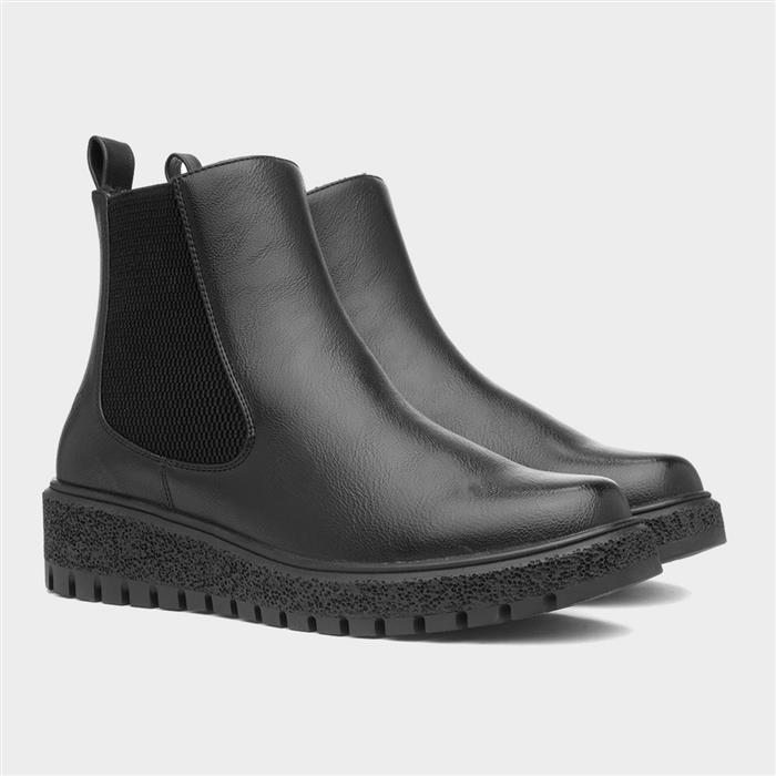 Adella Womens Black Wedge Ankle Boot