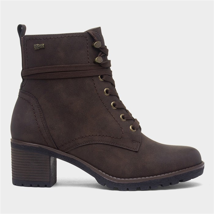 Bilbao Womens Brown Heeled Lace Up Boot