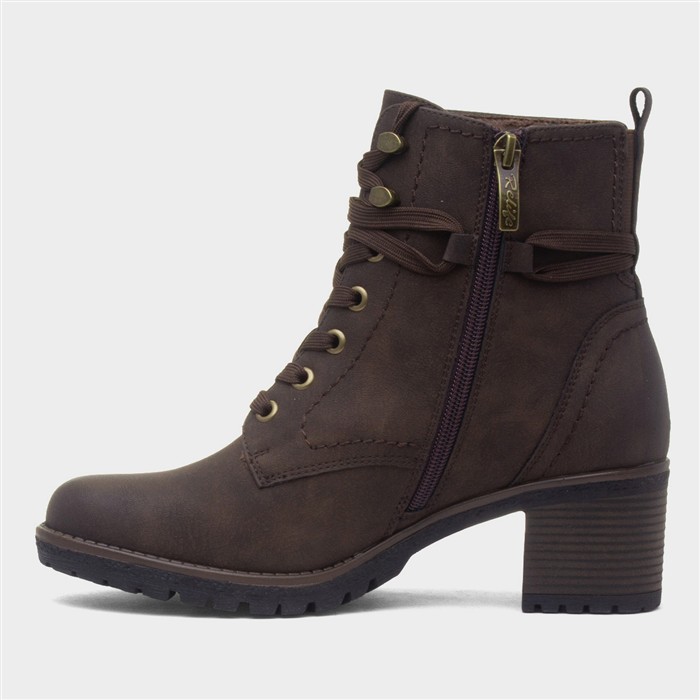 Bilbao Womens Brown Heeled Lace Up Boot