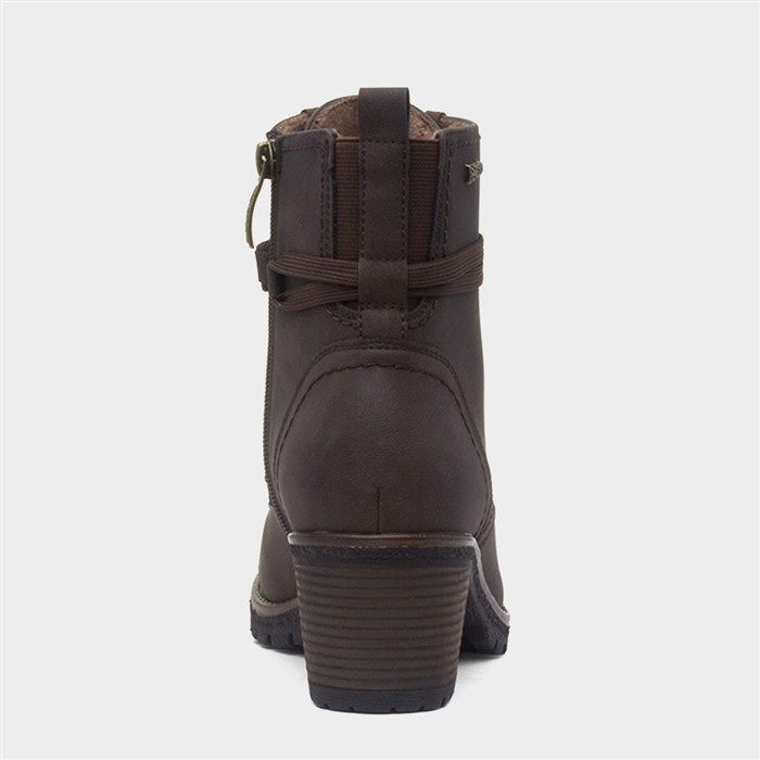 Bilbao Womens Brown Heeled Lace Up Boot