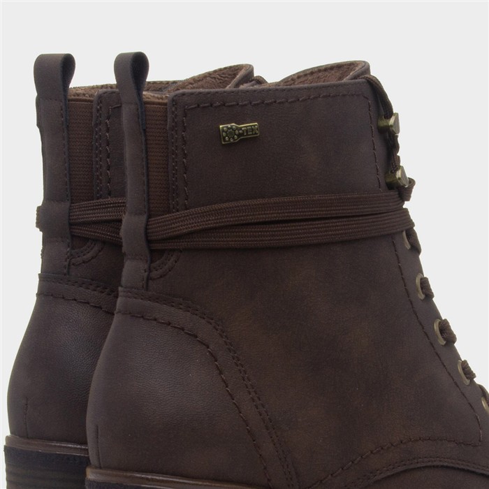 Bilbao Womens Brown Heeled Lace Up Boot