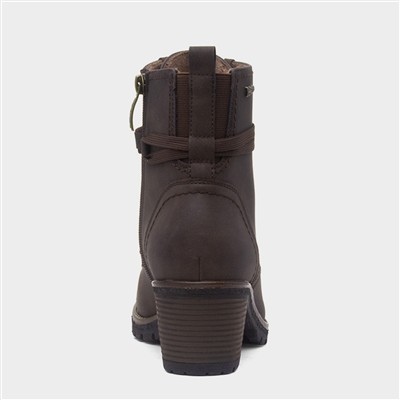 Bilbao Womens Brown Heeled Lace Up Boot