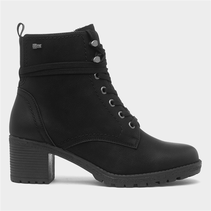 Bilbao Womens Black Heeled Lace Up Boot