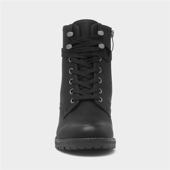 Bilbao Womens Black Heeled Lace Up Boot