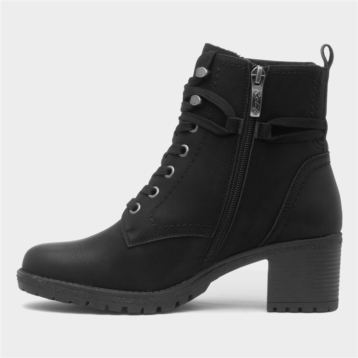 Bilbao Womens Black Heeled Lace Up Boot
