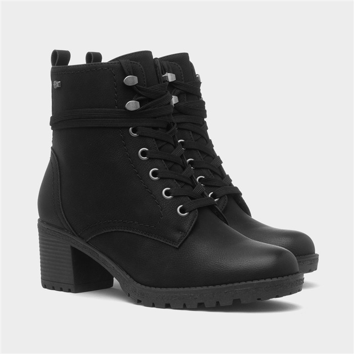 Bilbao Womens Black Heeled Lace Up Boot