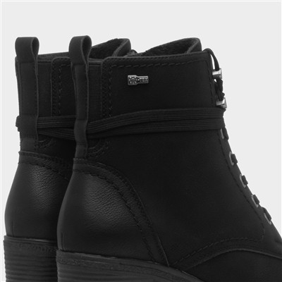 Bilbao Womens Black Heeled Lace Up Boot